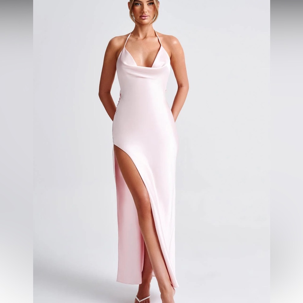 Babyboo Blush Pink Satin Maxi Dress